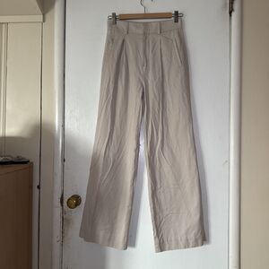 Everlane Way High Wide-Leg Pleated High Rise Beige Pants Trousers | Sz OS